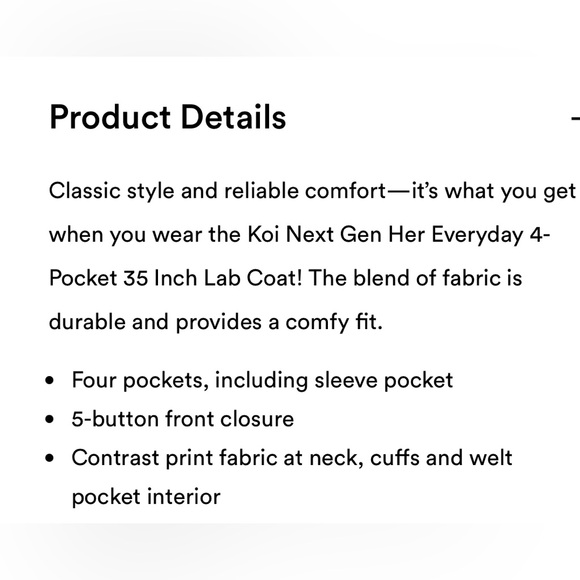 Koi Next Gen Lab Coat NWT - Picture 6 of 6